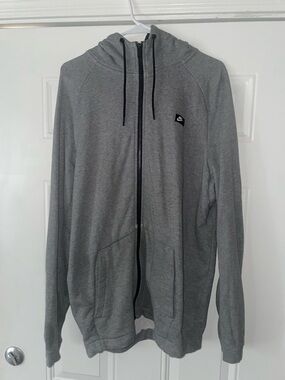 Nike Gray Full-Zip Hooded Jacket with Black Accents
